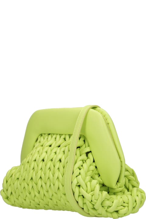 Gea Knitted Shoulder Bag In Green Leather