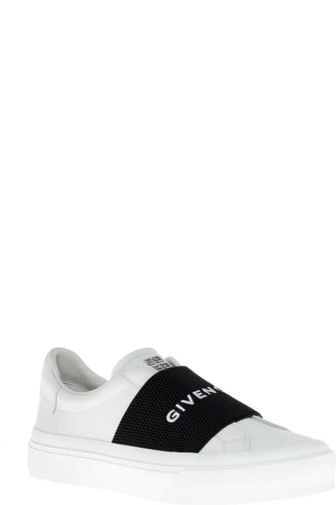 City Court White Leather Sneakers With Logo