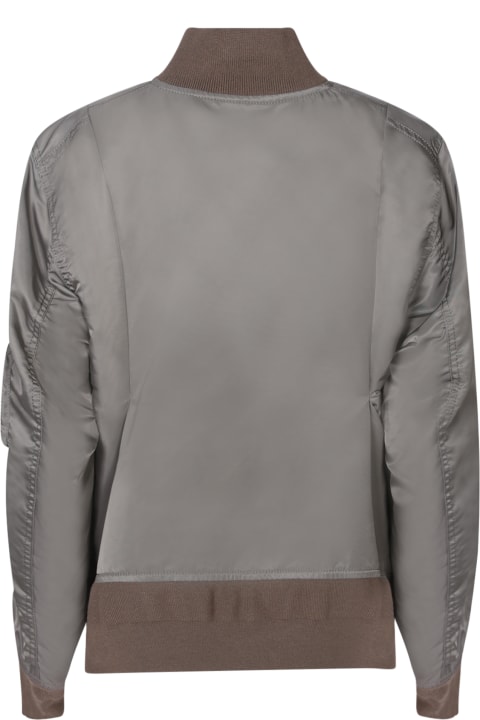 Sacai Coats & Jackets for Women Sacai Taupe Asymmetric Nylon Bomber Sacai