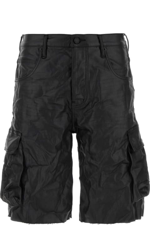 Purple Brand Pants for Men Purple Brand Black Stretch Synthetic Leather P022 Bermuda Shorts