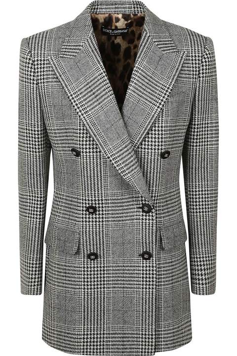 Double-breast Houndstooth Checked Dinner Jacket