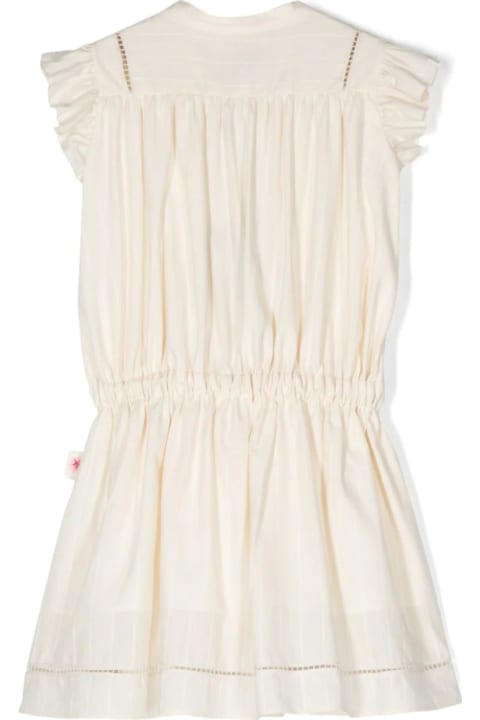 Sale for Kids Etro Beige Pinstripe Dress With Ruffles And Embroidery