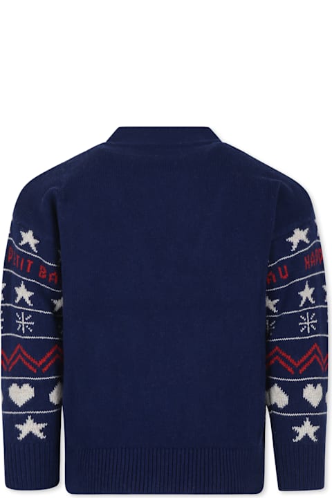 Petit Bateau for Kids Petit Bateau Blue Cardigan For Boy With Jacquard Pattern