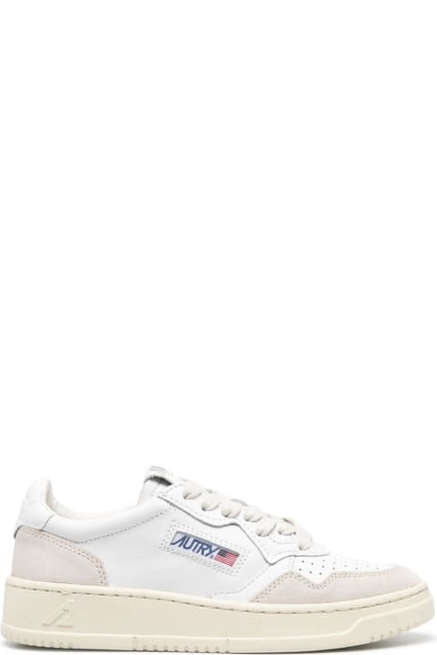 Homeware Autry 'medalist' White Low Top Sneakers With Blue Suede Details In Leather Woman