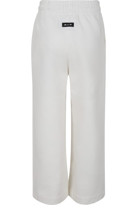 Bottoms for Boys MSGM Ivory Trousers For Girl With Logo