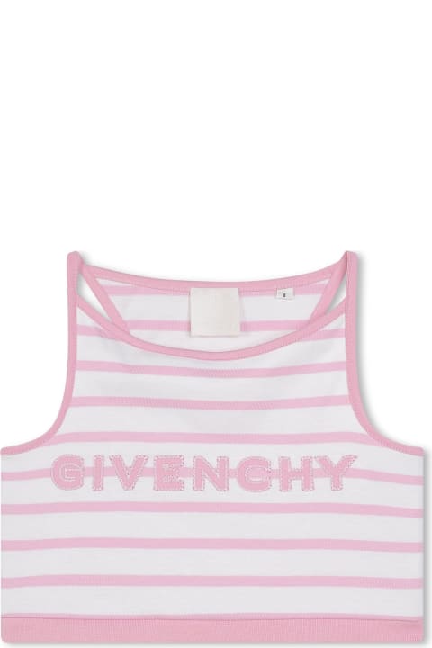 Givenchy for Kids Givenchy Crop Top With Striped Embroidery