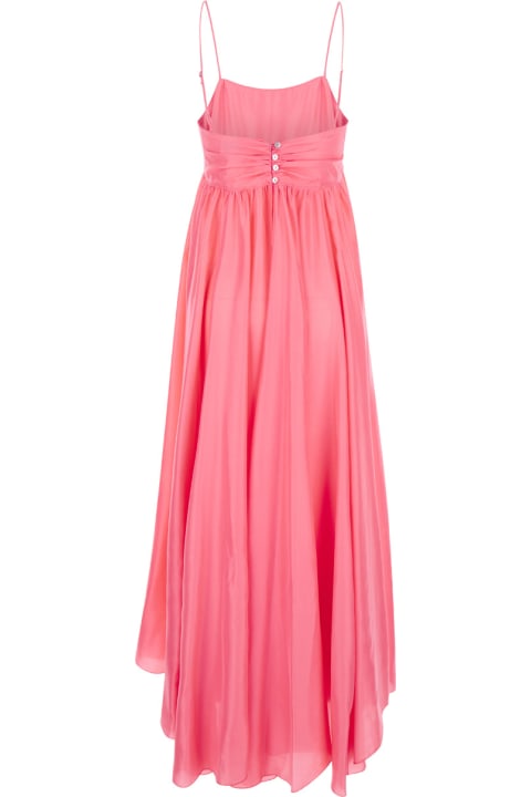 Forte_Forte Women Forte_Forte 'habotai' Long Salmon Pink Dress With High-waist Point In Silk Woman