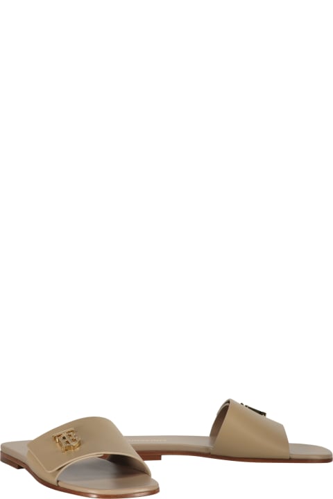 Shoes Sale for Women Burberry Leather Slides With Logo
