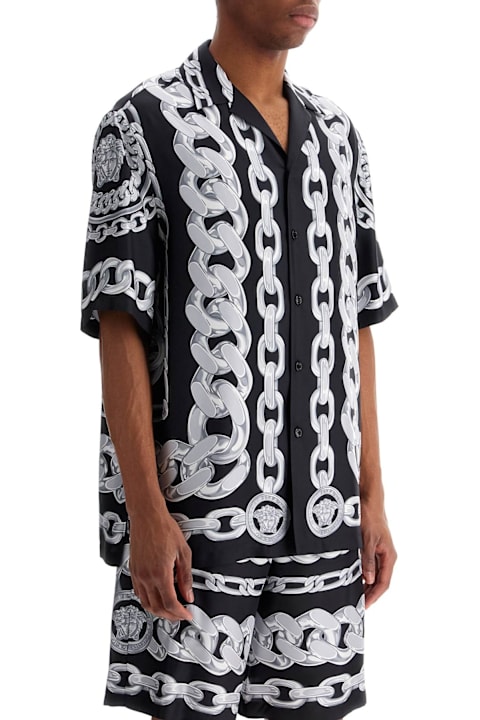 Homeware Versace 
printed Silk Medusa Chains Bowling Shirt