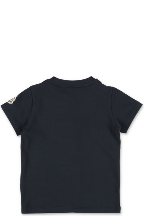 Topwear for Baby Boys Moncler Moncler T-shirt Blu Navy In Jersey Di Cotone Baby Boy