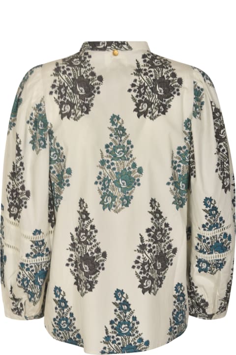 Topwear for Women Antik Batik Patter Floral Print Band Collar Top