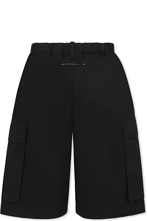 Homeware MM6 Maison Margiela Black Cargo Shorts For Kids With Logo