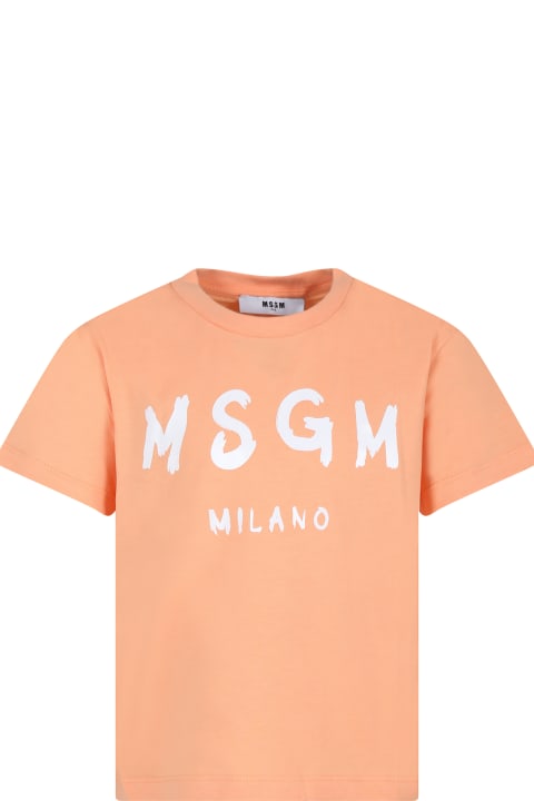 Fashion for Boys MSGM Orange T-shirt For Kids With Logo