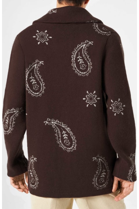 MC2 Saint Barth Sweaters for Men MC2 Saint Barth Man Knit Jacket With Paisley Print