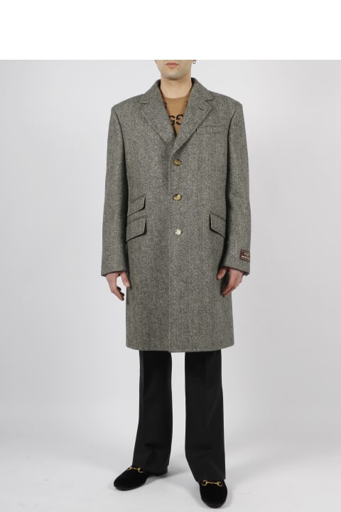 Single-breasted Herringbone Coat