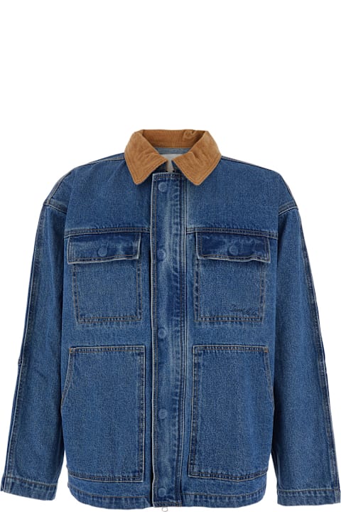 Dunst for Kids Dunst Blue Jacket With Contrast Collar And Patch Pockets On The Chest In Cotton Woman