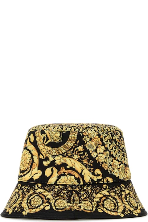 Hats for Men Versace Printed Polyester Bucket Hat