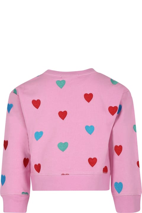 Sweaters & Sweatshirts for Girls Stella McCartney Kids Pink Sweatshirt For Girl With Hearts