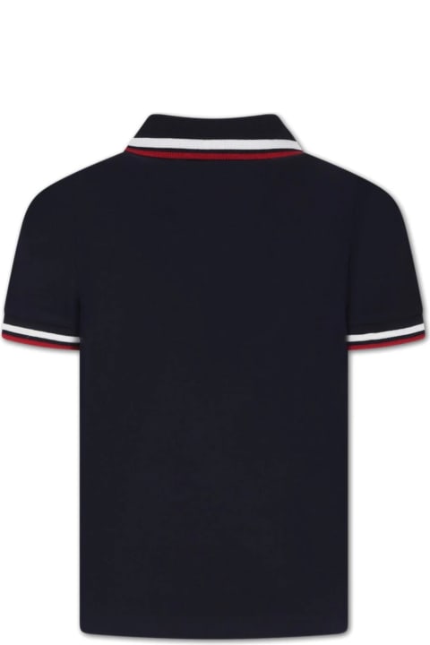 Moncler for Kids Moncler Blue Polo Shirt With Tricolour Finish
