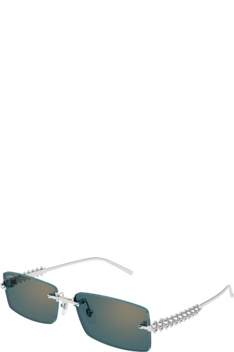 Cartier Eyewear لـ Kids Cartier Eyewear Cartier Ct0604s Clash De Cartier 005 Silver Green Sunglasses