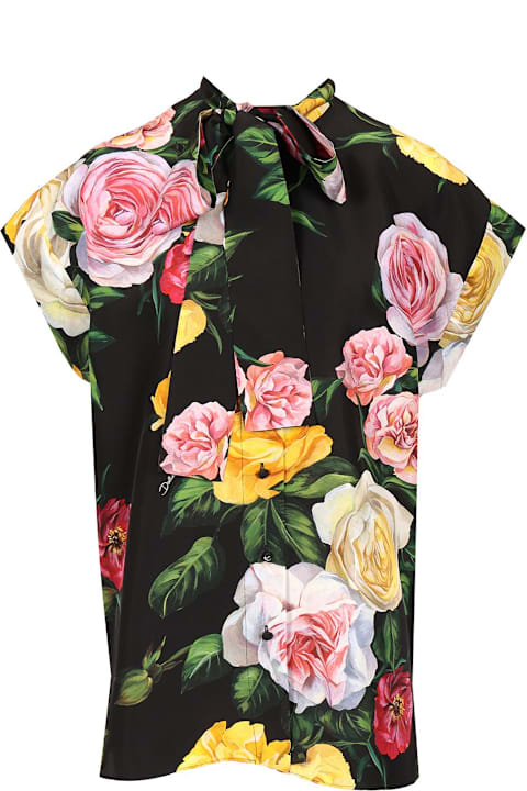 Dolce & Gabbana Topwear for Women Dolce & Gabbana Peony Print Silk Shirt