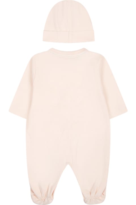 ベビーガールズ ボディスーツ＆セットアップ Chloé Pink Set For Baby Girl With Logo