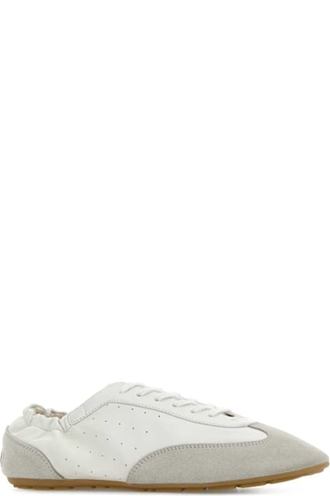 أدوات منزلية Saint Laurent White Leather Lewis Sneakers