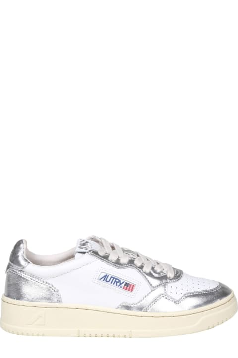 Autry Sneakers In White And Silver Leather