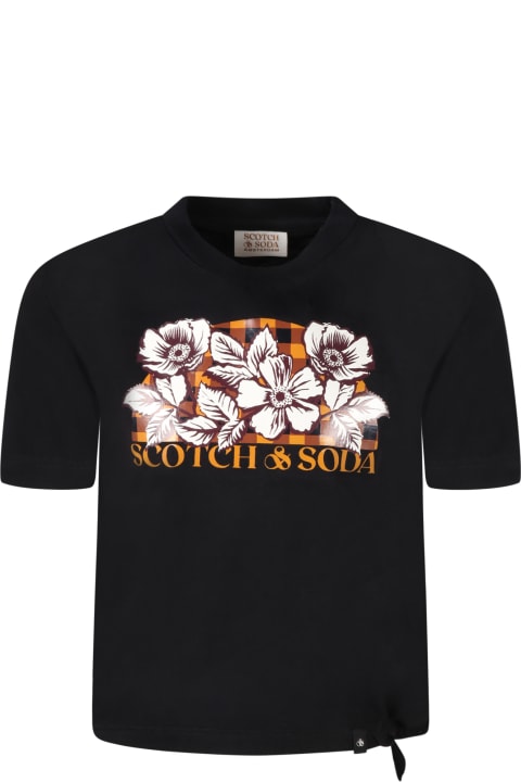 Scotch & Soda for Kids Scotch & Soda Black T-shirt For Girl With Logo