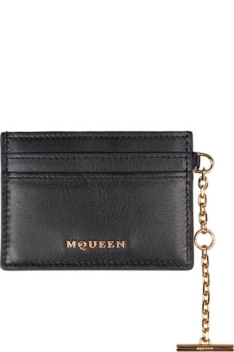 Alexander McQueen إكسسوارات لـ السيدات Alexander McQueen Sling Card Holder In Black And Gold