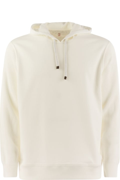 インテリア Brunello Cucinelli Cotton Fleece Topwear With Hood And Ribbed Cotton Knit Sleeve