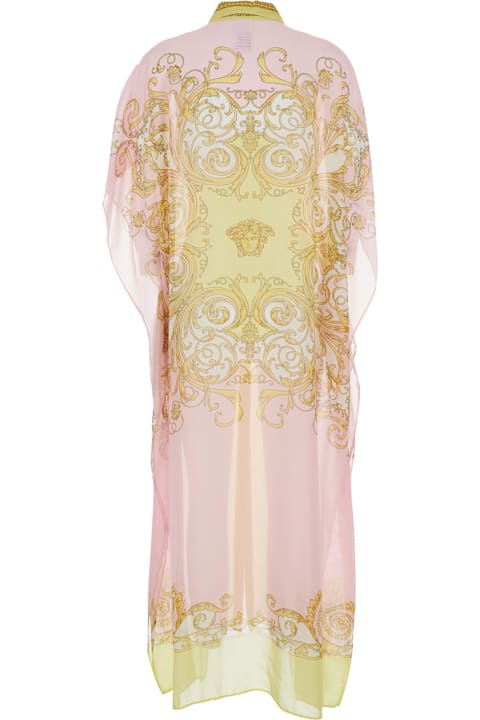 Homeware Versace Multicolor Caftan With Button Closure And All-over Geometric Print In Fabric Woman