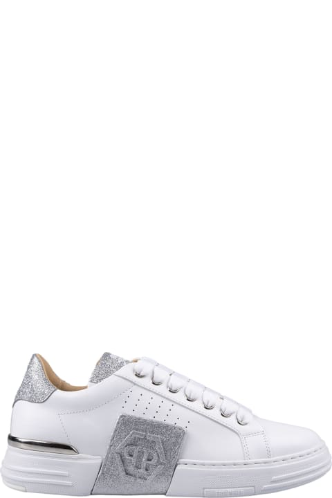 White And Silver Phantom Kick$ Sneakers