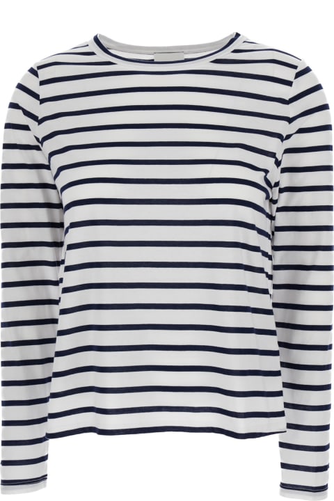 Allude Topwear for Women Allude White Striped Long Sleeve T-shirt In Cotton Woman