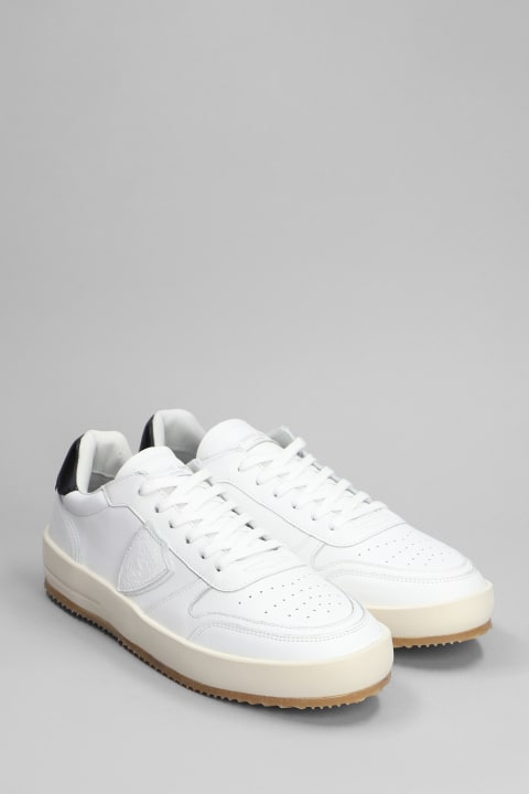 メンズ新着アイテム Philippe Model Nice Low Sneakers In White Leather