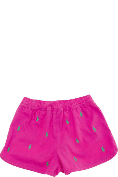 Polo Ralph Lauren Bottoms for Girls Polo Ralph Lauren Fuchsia Swim Trunks With Pony Embroidery In Techno Fabric Girl