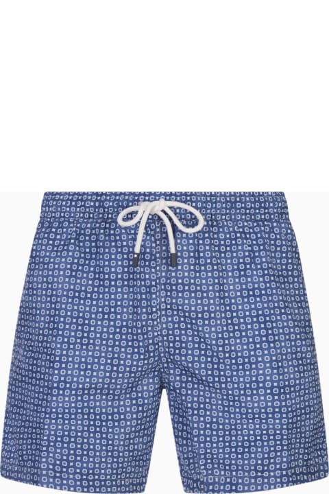 Swimwear for Men Fedeli Royal Blue Swim Shorts With Micro Pattern