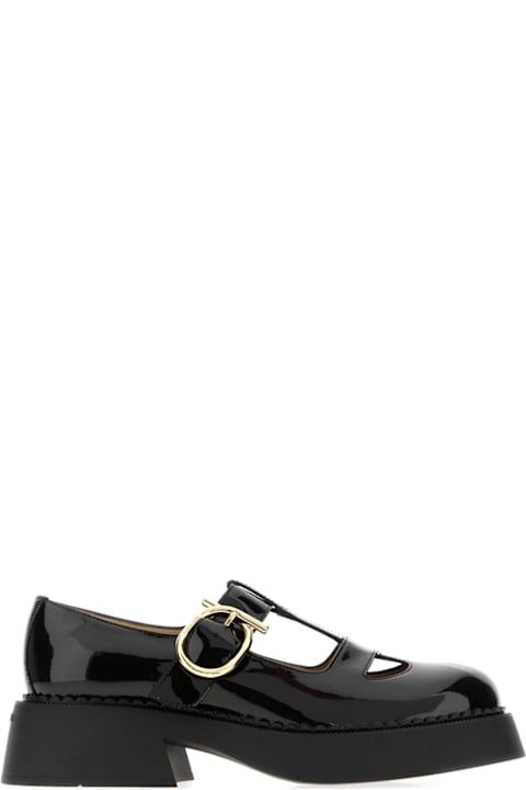 Ferragamo لـ Kids Ferragamo Black Leather Zoey Ballerinas