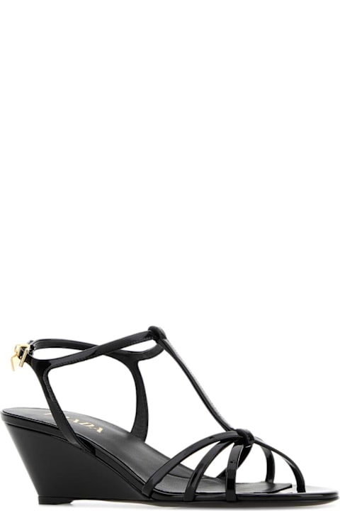 Prada Black Leather Sandals