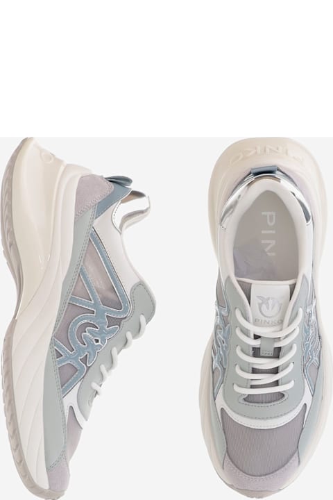 Pinko Ariel Mixed Leather Sneakers With Logo