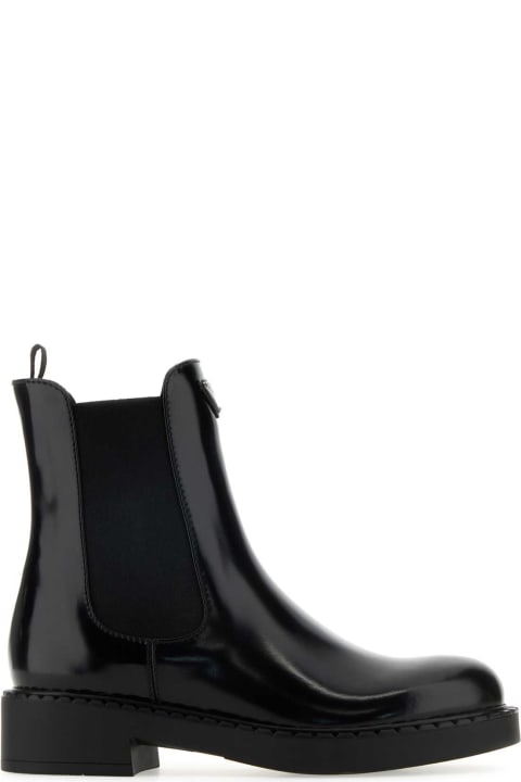 Prada Shoes for Women Prada Black Leather Ankle Boots