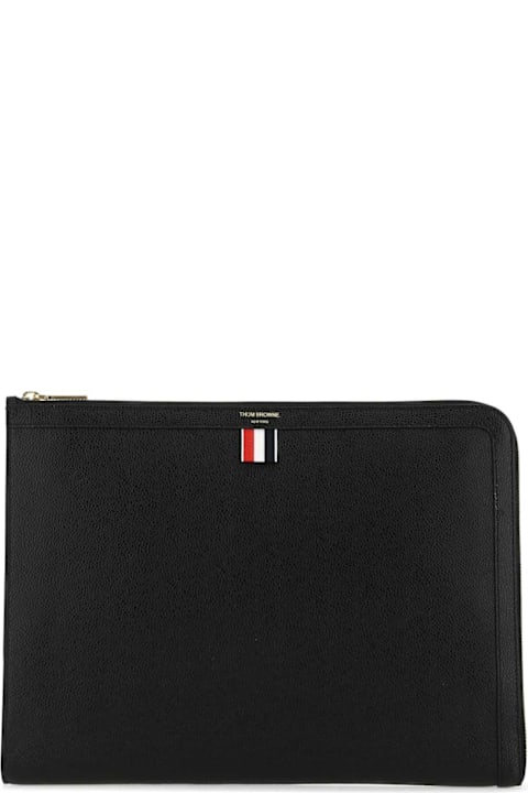 Thom Browne for Men Thom Browne Black Leather Document Case