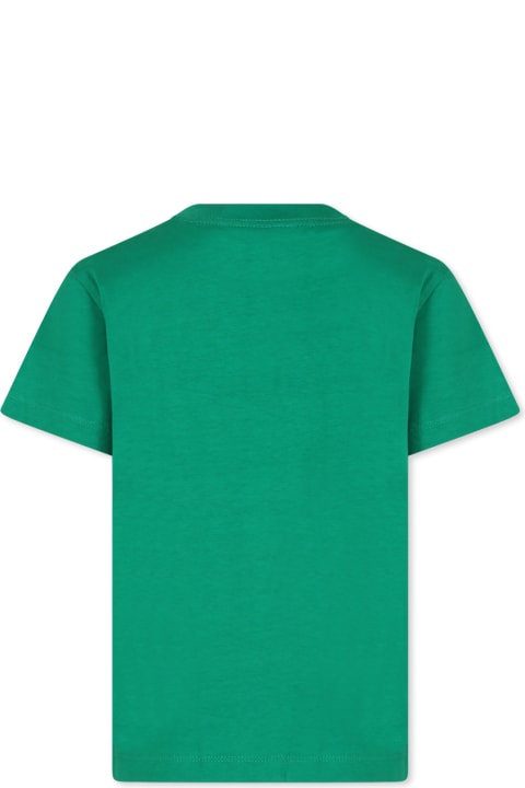 Topwear for Boys Molo Green T-shirt For Kids With Smiley