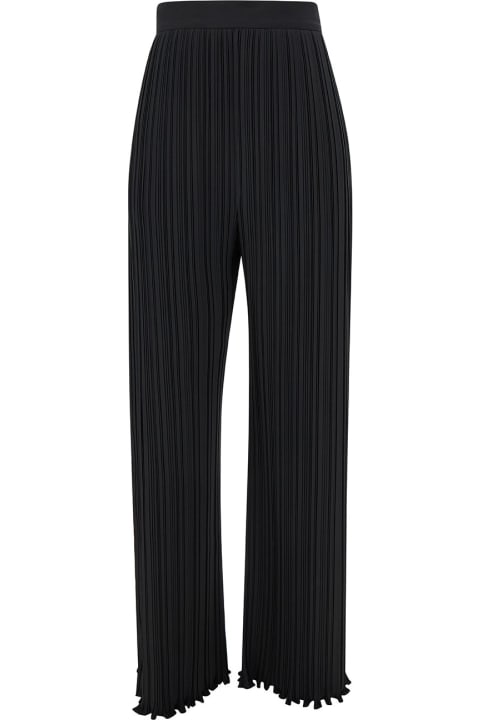 Clothing for Women Lanvin Black Pleated Pants With Invisible Zip In Crêpe De Chine Woman