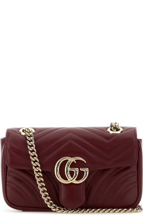 Bags for Women Gucci Burgundy Leather Mini Gg Marmont Schouder Bag