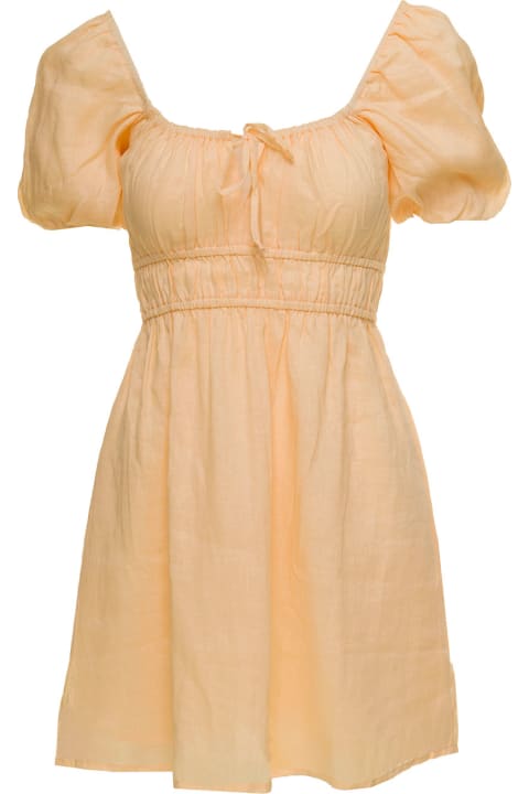 Faithfull The Brand Woman's Calabria  Pastel Orange Linen Dress