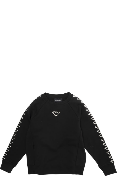 Emporio Armani Sweaters & Sweatshirts for Boys Emporio Armani Black Sweatshirt With Logo Detai On Front And Sleeve In Cotton Boy