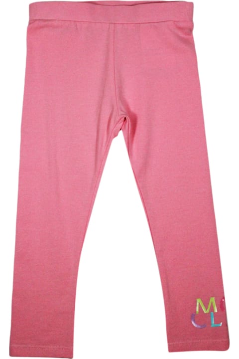 Moncler Bottoms for Girls Moncler Cotton Leggings With Elastic Waistband And Logo At The Bottom