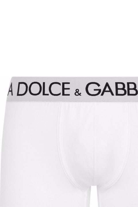 White Cotton Boxer With Logo Print Dolce & Gabbana Man