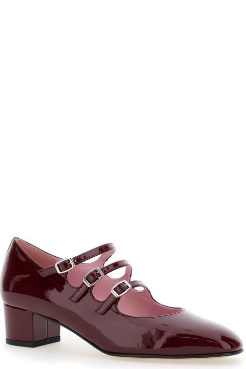 Carel High-Heeled Shoes for Women Carel 'kina' Bordeaux Mary Janes With Straps And Block Heel In Patent Leather Woman